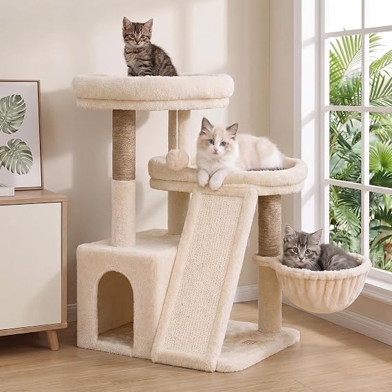 Heybly Cat Tree 69 cm with 2 Platforms, Cave and Hammock, HCT206SMJ