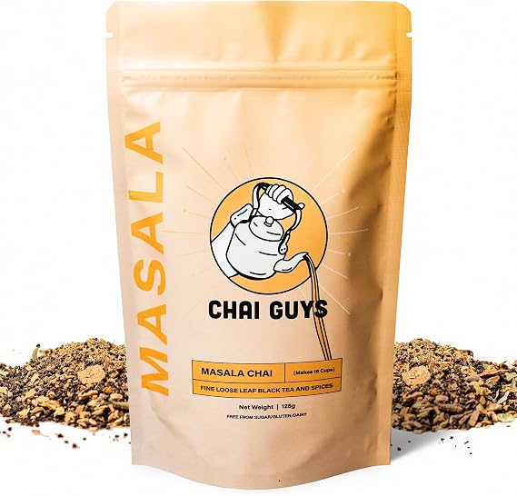 Masala Chai Tea CTC BOP Loose Leaf Blend with Cinnamon, Ginger, Cardamom & Cloves – Spiced Indian Tea, Enjoy Hot, Cold, or as a Chai Iced Latte, 125g – Chai Guys