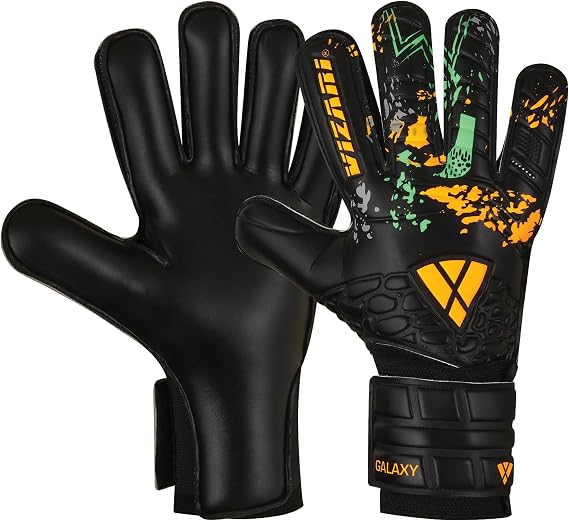 Vizari サッカーゴールキーパーグローブ – プロゴールキーパーグローブ 子供用 ユース 大人用 | フィンガーセーブ保護 | 耐久性のあるグリップ | ゴールキーパー用全天候型サッカーグローブ