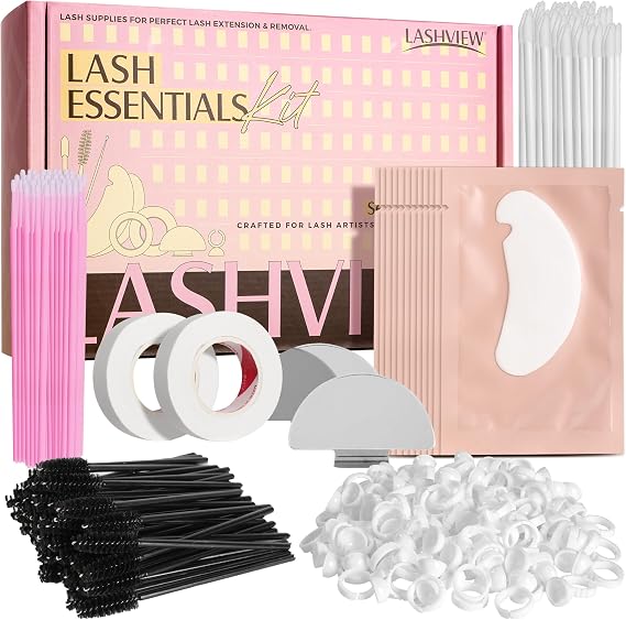 Lashview ラッシュサプライキット ラッシュエッセンシャルツールキット 完璧なラッシュエクステンション&取り外し用ラッシュ用品 ラッシュパッド/まつげブラシ/ラッシュテープ/グルーリング/ラッシュミラー付き