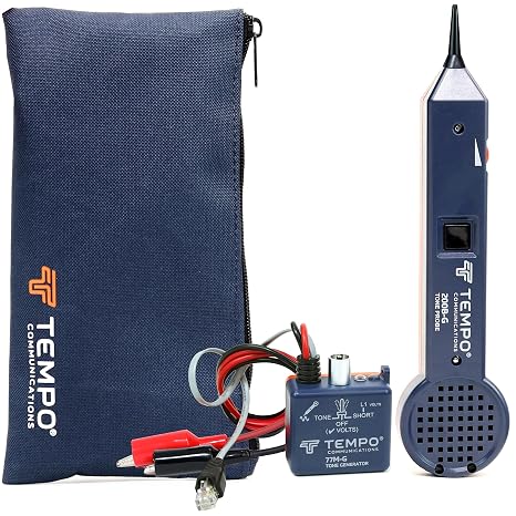 TEMPO 601K-G Box Tone Generator and Probe Kit | Basic Professional Wire Tracer Kit | Network Cable Tester POE Ethernet with Alligator Clip, RJ11 Plug, Loudspeaker