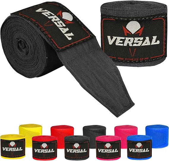 VERSAL Boxing Hand Wraps 4-Meter Inner Gloves Bandages Wrist Support Wraps Under Mitts Knuckle Fist Protector MMA Muay Thai Kickboxing Handwraps for Martial Arts Training Gym Workout | Men & Women