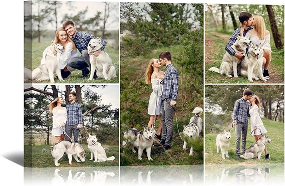 Personalised 5 Photo Collage Canvas Print, Custom Multi Picture Wall Art