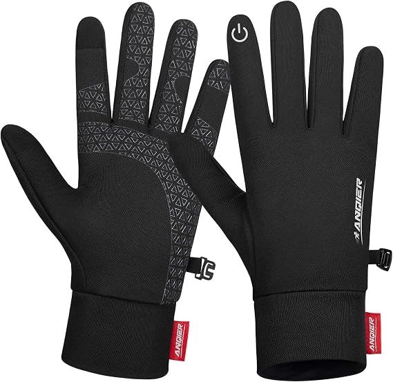 Benirap Winter Thin Thermal Gloves, Lightweight Anti-Slip Touch Screen Gloves, Running Hiking Climbing Cycling Gloves for Men Women Ladies, Liner Gloves for Driving Riding Skiing