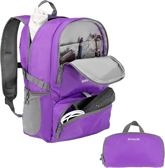 Trail Foldable Backpack, Lightweight Packable Rucksack, 30L, Purple