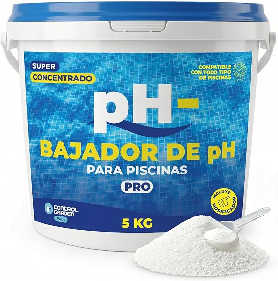 CONTROL GARDEN PH LOWER PH POOLS Granulated 5 kg | pH Reducer - Indoor and Outdoor Pool | Solid Retailer - Super Concentrate | Polyester Regulator, Liner and Salt Electrolysis