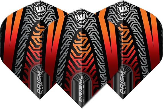 WINMAU Dart Flights - Prism Alpha Extra Thick 100 Micron - 1 Set per pack (3 darts Flights in total) - Professional Darts Accessories - Black and Orange