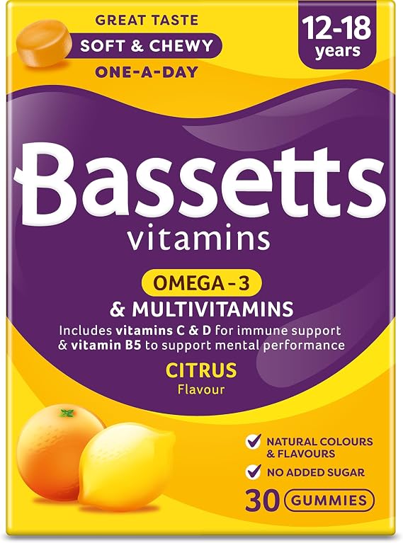 Bassetts Vitamins 12-18 Omega-3 Citrus Flavour Multivitamins 30 Gummies