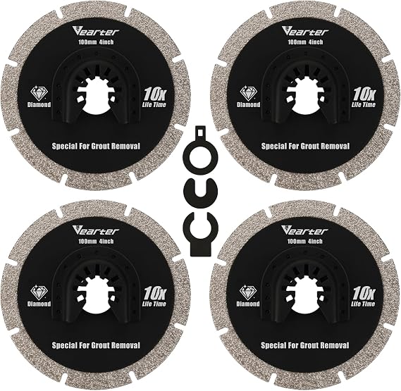 100mm Diamond Oscillating Multi Tool Blade 4PCS, Grit Grout Removal