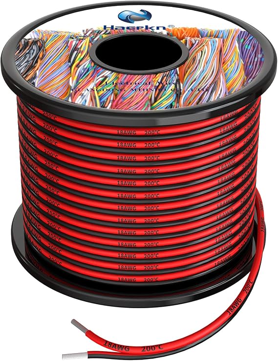 18 awg Silicone Electrical Wire 2 Conductor Parallel Wire line 60ft [Black 30ft Red 30ft] 18 Gauge Soft and Flexible Hook Up oxygen free Strands Tinned copper wire