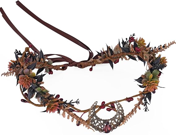 MOSTORY Moon Flower Crown for Witch Renaissance Halloween Cosplay