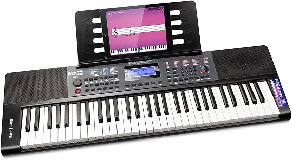 Keyboard piano with music stand key note stickers & Simply Piano app