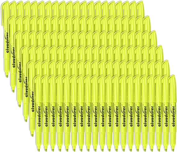 cloudriver Yellow Highlighters, Bulk Pack Of 120, Bright Color Highlighter, Chisel Tip, Quick Drying Ink, Highlighters Suitable For Home, School,