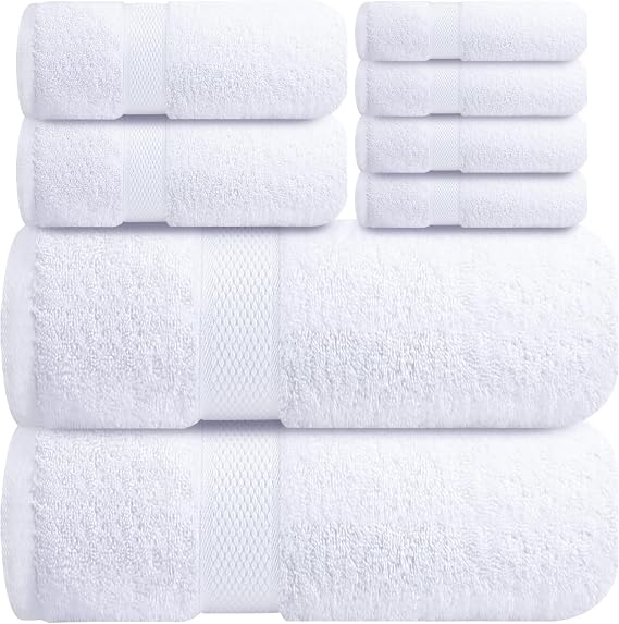 Infinitee Xclusives 100% Cotton Bath Towel Set ‚ 8 Piece Bathroom Towel Set