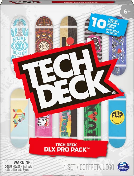 Tech Deck, DLX Pro 10-Pack Of Collectable Fingerboards, For Skate Lovers Age 6 And Up (Only Available On Amazon)