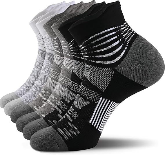 IRAMY Compression Ankle Support Socks Men Running Wicking Cushioned Athletic Plantar Fasciitis Relief Women, 3 Pairs