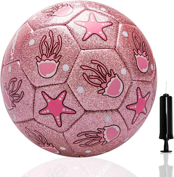 U&C Planet Kids Football Size 2 Mini Traning Ball with Pump | Small Ball for Children, Garden Indoor & Outdoor Toy, Durable Jellyfish Design, Christmas Birthday Gift for Boys & Girls