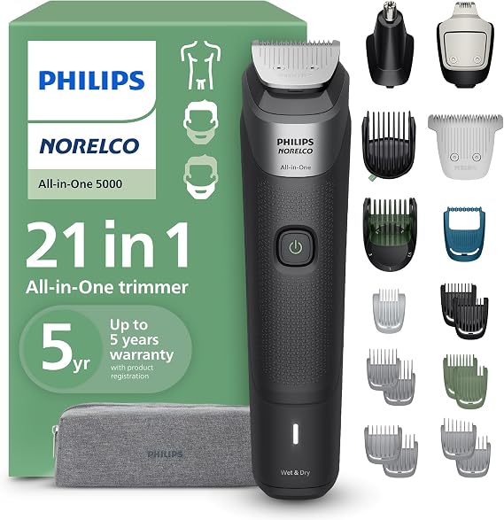 Philips Norelco All-in-One 5000 21'i 1 arada düzeltici, Yüz, Saç ve Vücut