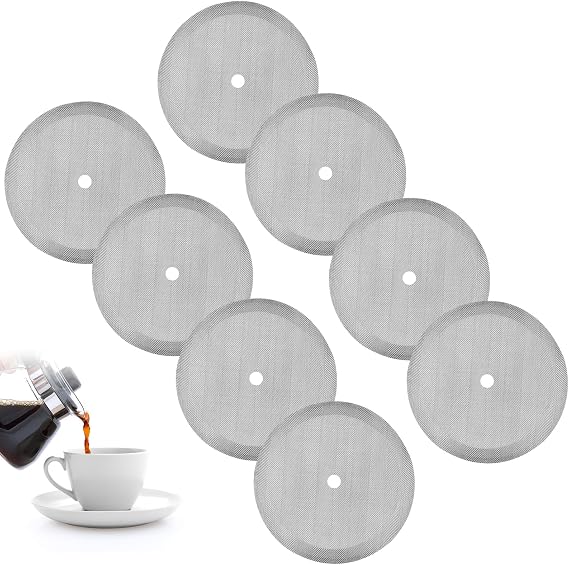 8 Pack 2.75in Replacement Stainless Steel Reusable Cafetiere Coffee Press Filter Mesh Screen for Cafetiere 1 Cup/12 Oz/ 350 Ml