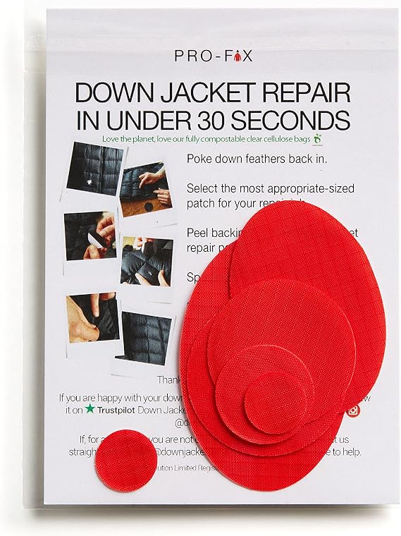 Self‑Adhesive Ripstop Nylon Repair Patch Kit – 30‑Second Fix for Tents, Jackets, Sleeping Bags, Backpacks & Beach Gear – Festival, Camping & Vanlife Essential – 7 Pre‑Cut Patches (Red)