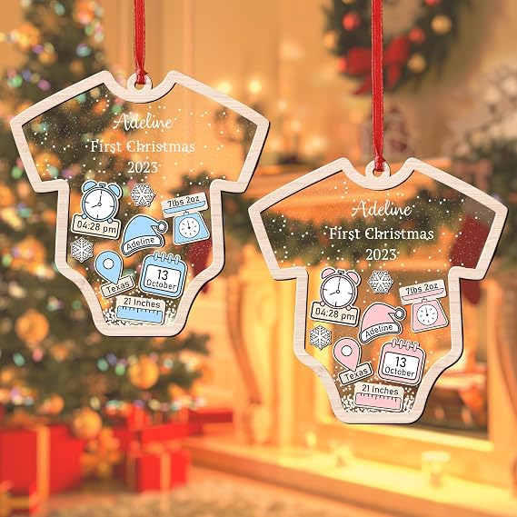 Personalized Baby First Christmas Ornament, Baby's First Christmas Ornament 2023, Custom Baby Name Keepsake, Gift for New Baby Girl, Boy, New Baby Gifts