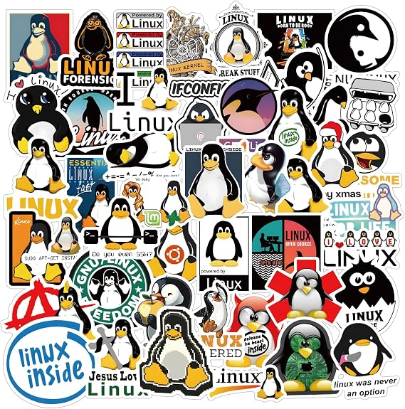Linux Stickers 62pcs Work Decals Aesthetic Waterproof Vinyl Pack Stickers for Water Bottle Laptop Kids Adults Teens Girls Phone Skateboard DIY Decorative Supplies Activities Party