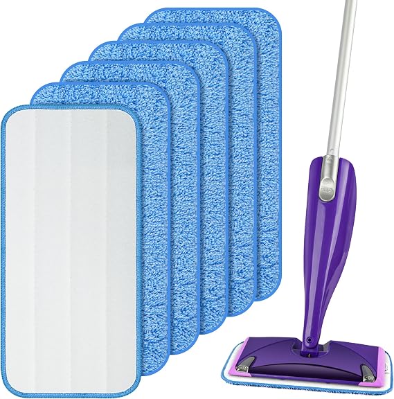 Swiffer WetJet用再利用可能なモップパッドリフィル、ウェットパッド詰め替えマイクロファイバーモップ交換用。最大100回まで洗濯機で洗えます。床掃除に乾いて乾かすことができます。すべてのフロアタイプに対応、6個パック。
