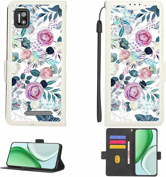 Case Compatible for Cloud Mobile Stratus C7 Phone Case Flip Cover [with Tempered Glass Screen Protector][RFID Blocking][Colorful Reflect Light] LPT-HUA3