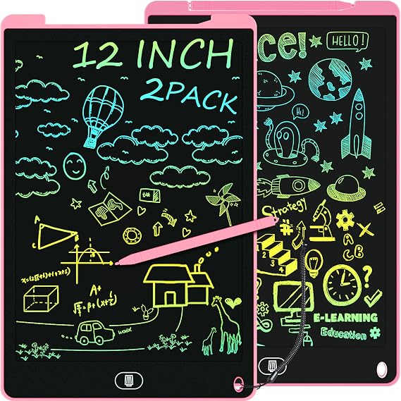 LCD Writing Doodle Boards for Kids Toys, 2PCS 12 Inch, Pink