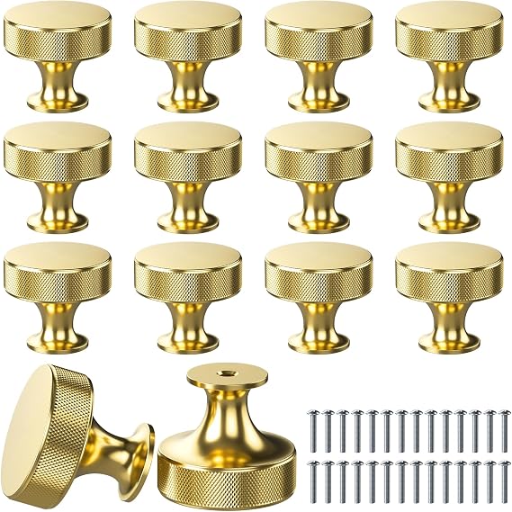 14 Pack Gold Cabinet Knobs 26mm*31mm Kitchen Handles with 28 Screws