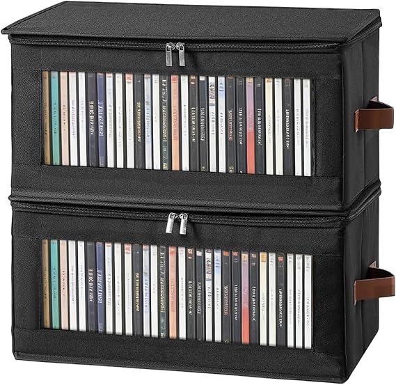 2 Pack DVD Storage Boxes,DVD Case Storage with Cover and Window