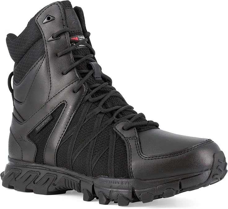 Reebok Men's Rb3455 Trail Grip 8" Tactical Waterproof Insulated Boot, Black, Work and Safe, Black, 8.5 Wide