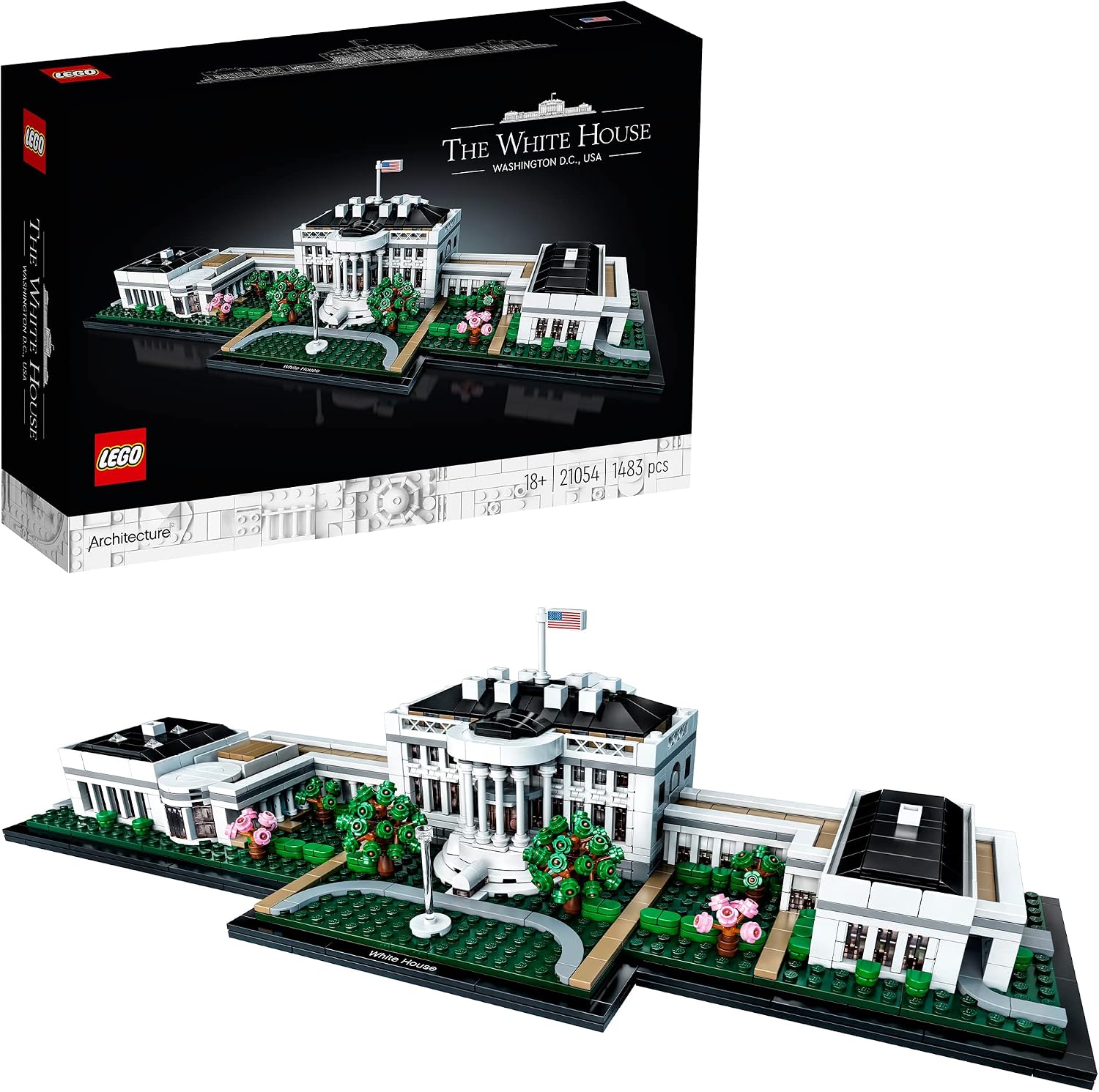 LEGO Architecture Beyaz Saray 21054 -Seyahat, Mimari ve Tarih Meraklısı Yetişkinler İçin Washington Simgesi Koleksiyonluk ve Sergilenebilir Model Yapım Seti 1483 Parça