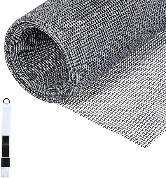 Fillis Fly Screens Windows, 150x300cm Window Screen Mesh Fiberglass Insect Mesh Fly Mosquito Net with Cleaning Brush Replacement Screen to Keep Bugs Out, Grey