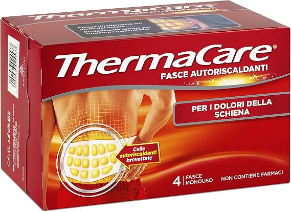ThermaCare Back, 4 Self-Heating Bands, Disposable Therapeutic Heat for Back Pain, 8 Hours Constant Heat