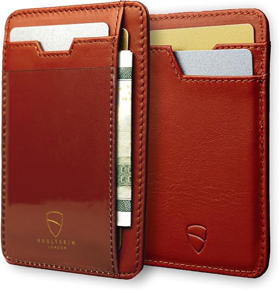 Vaultskin Brixton Slim Top-Grain Leather Card Wallet with ID Window, RFID