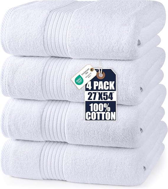 Utopia Towels - Bath Towel Set (4 Pieces, 69 x 137 cm) (White)