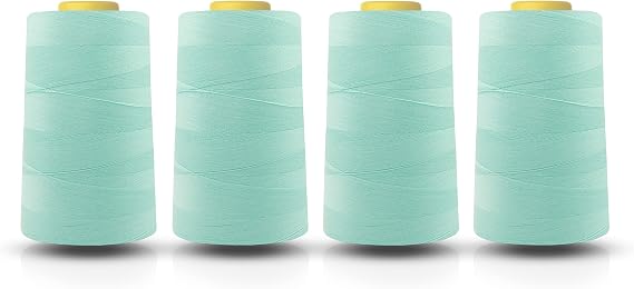 Realm Overlocking Sewing Machine Polyester Thread x Four 5000 Yards Cones White Black Natural Navy Red Grey (Aqua)