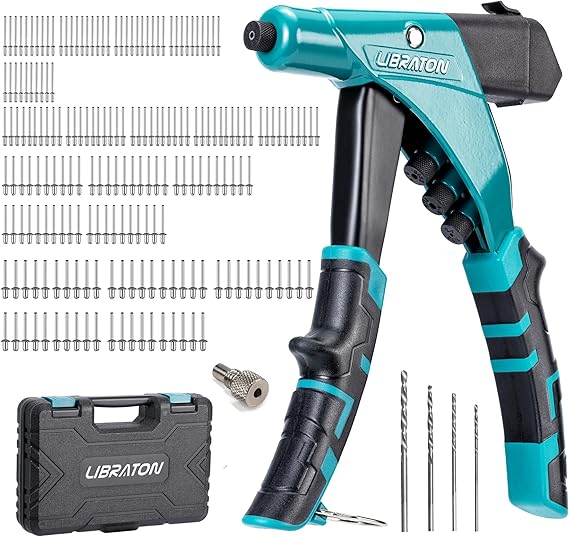 LIBRATON Professional Heavy Duty Rivet Gun, One-Handed Pop Rivet Gun Set
