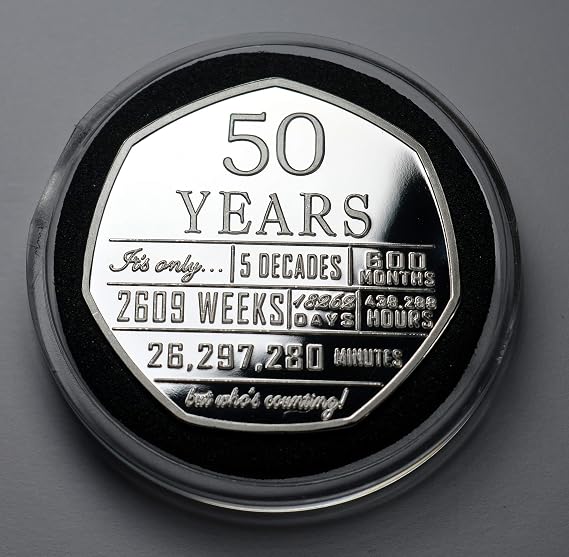 The Commemorative Coin Company 50th Birthday .999 Silver Commemorative in Capsule. Unique Gift/Present Party/Celebration Ideas 50 Fifty Years