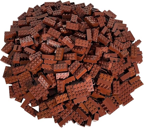 LEGO Classic Basic Bricks Brown 3001-Pack of 50 2 x 4 Bricks Red Brown – Ideal for Creative Construction Projects and LEGO Projects – Perfect for Building and Playing Fun – 2 x 4 Nubs (3001)