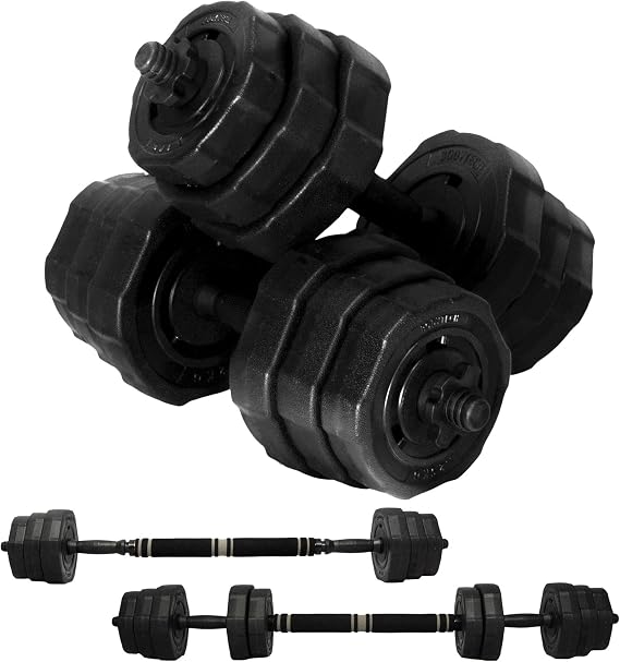 Bodytech Dumbbell Barbell, 44.2 lbs 20 kg, 88.1 lbs 40 kg, Dual Use, Variable Type