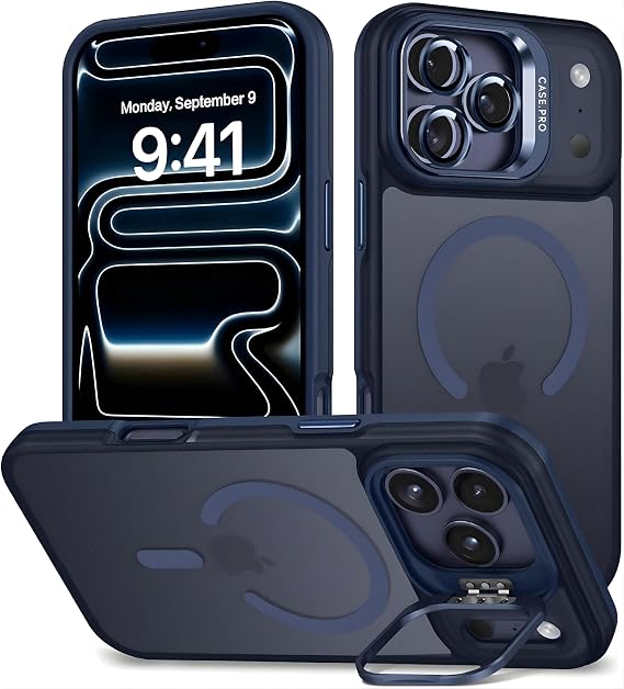 Ehr. iPhone 17 Pro Max/iPhone 18 Pro Max ile Uyumlu Magsafe Wireless Şarj Özellikli Kamera Standlı Lüks Mat Silikon Kılıf [Lens Koruyucu Hediyeli] (Laciver, iPhone 17 Pro Max/iPhone 18 Pro Max)
