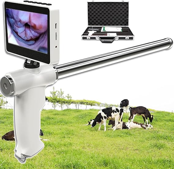 Digital Visual Endoscope AI Gun for Cattle - Artificial Insemination Device with Camera for Cows & Equine,Veterinary Breeding Kit with Rotatable Screen Display Cattle-horse