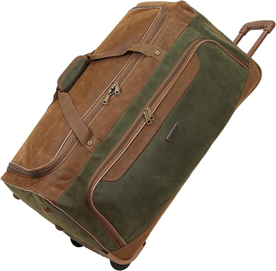 Rocklands® Lightweight Suede Wheeled Holdall Trolley Suitcase Large Duffle Travel Bag with Telescopic Handle (Large - 32" (H82xW42xD40 cm), Green)