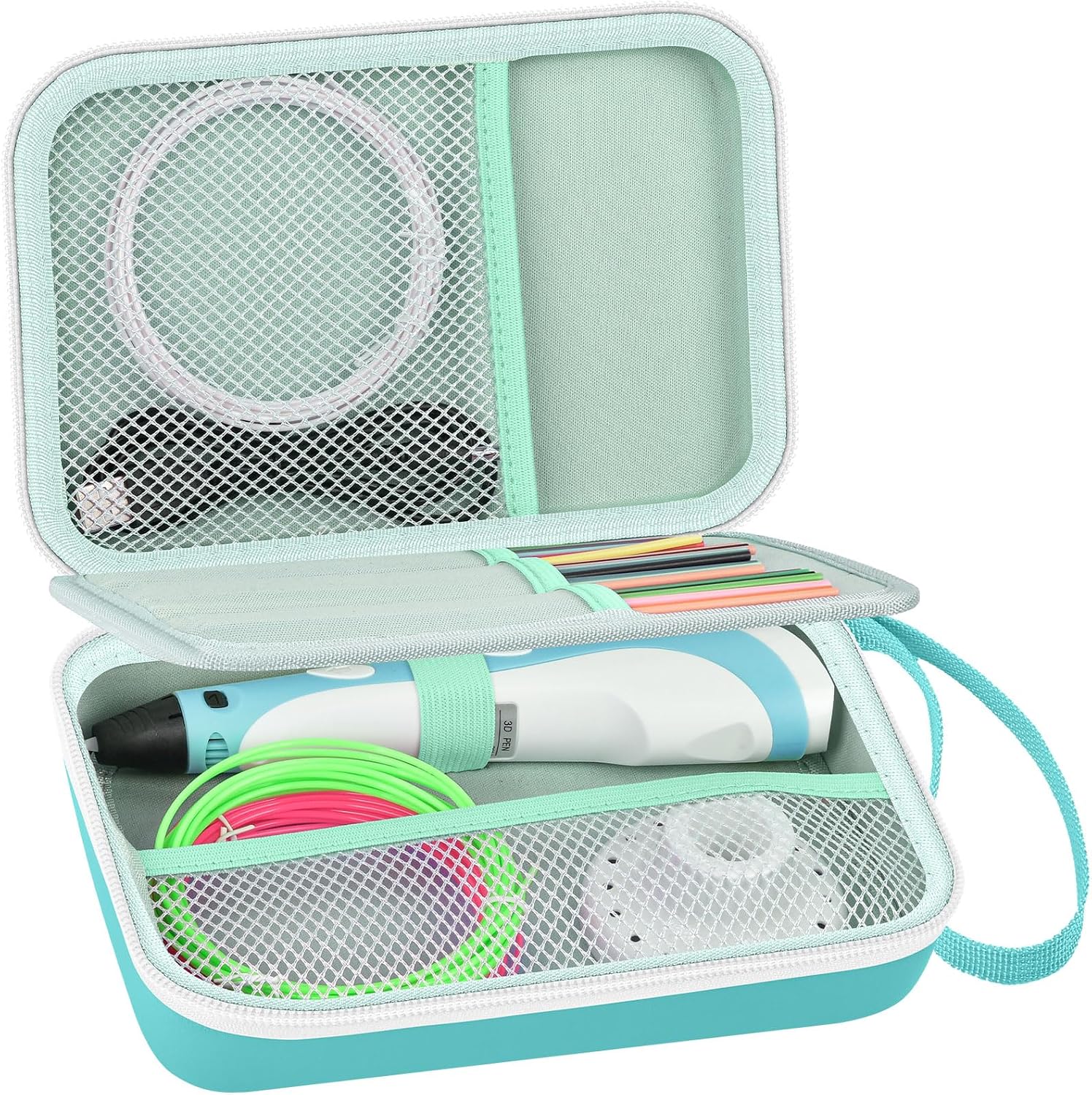 Universal 3D Pen Case Compatible with SCRIB3D P1/Advanced,for MYNT3D Super/Professional,for 3Doodler Start+/Flow/Pro 3D Printer Pens & Filament Refills for Kid Teen Crafter (Green)