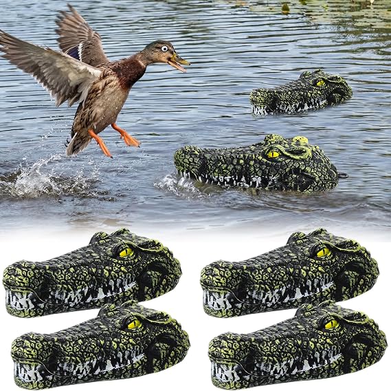 4 Pack Floating Alligator Head Decoy, Outdoor Pools Float Fake Alligator Head, 7.5 Inch Pond Accessories Floating Crocodile Duck Deterrents Outdoor Garden Decoration