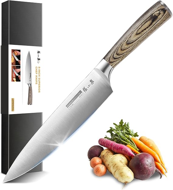 ZHANG XIAO QUAN Professional Kitchen Knife, 20 cm, Stainless Steel Sharp Kitchen Knife, Ergonomic Handle, Ideal as a Multipurpose Knife for Meat and Vegetables
