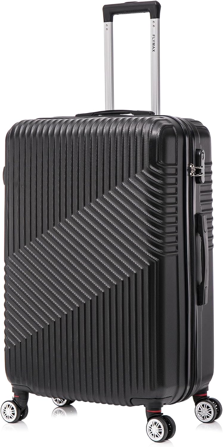 Flymax 29" Large Suitcases 4 Wheel Spinner Super Lightweight Luggage Hard Shell Durable Check in Hold Built-in 3 Digit Combination Black