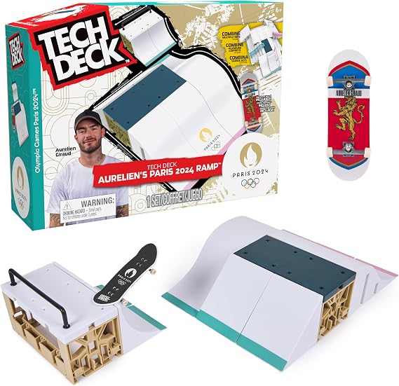 Tech Deck, Aurélien Giraud’s Olympic Games Paris 2024 Ramp Customisable X-Connect Park Creator Playset & Exclusive Fingerboard, Kids’ Toy for Ages 6+